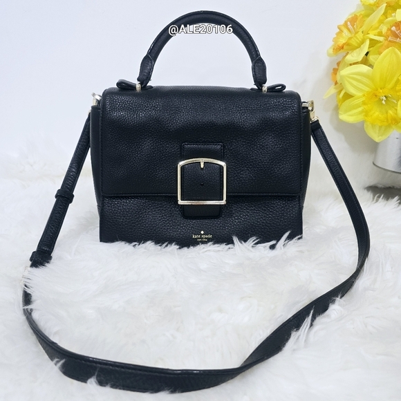 Kate Spade Black Leather Satchel with Gold Buckle - Picture 16 of 16